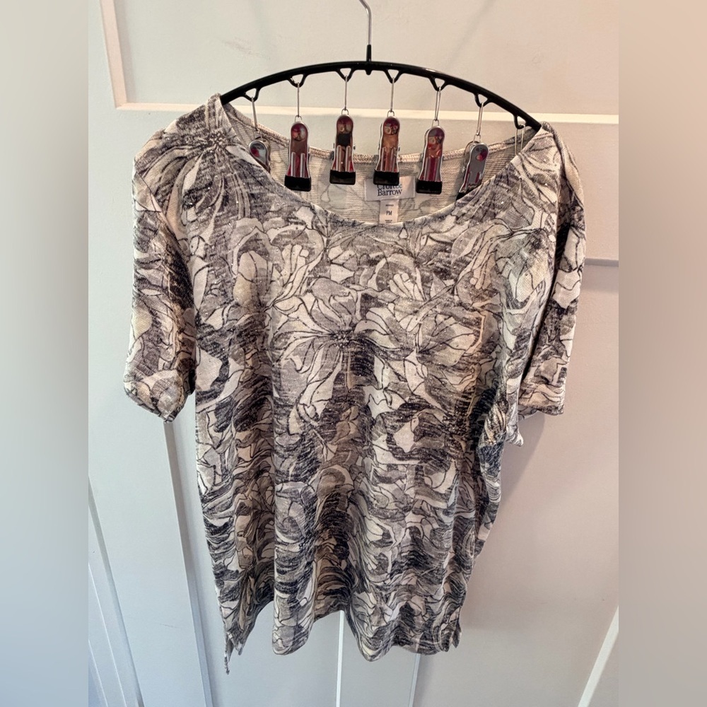 Croft & Barrow Petite Medium Floral Top Stretch Knit Short Sleeve PM